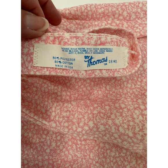 Vintage Thomas Pink Embroidered Bunny Easter Overalls Size 18 Months USA Made - Picture 9 of 10